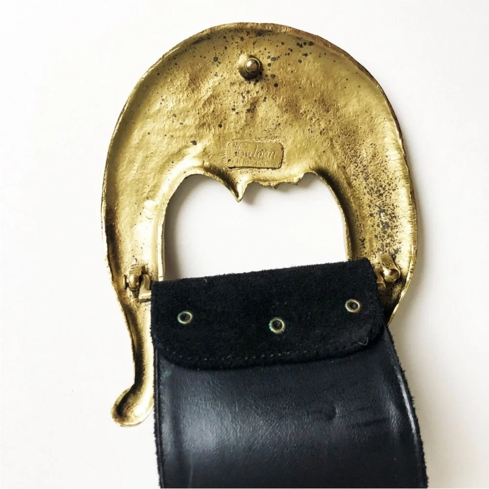 Black Belt with Gold Moon Buckle - Picture 3 of 8